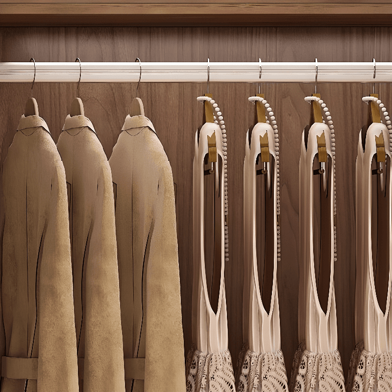 Minimalist Timber Sepia Cabinet Armoire with Interior Shelves & Clothing Rack & Soft Close Drawer & Soft Close Door - image 27