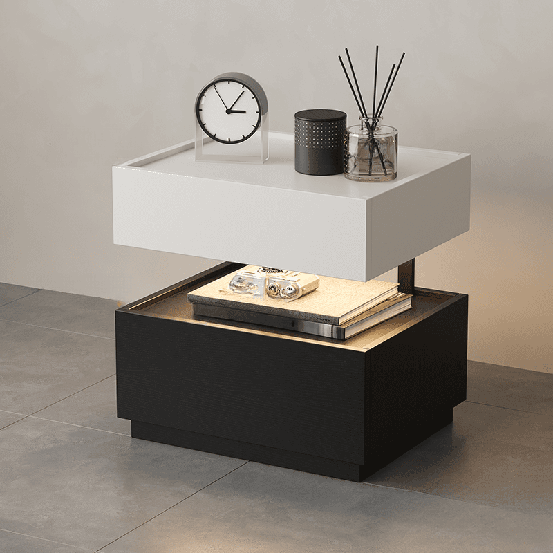 Organic Modern Nightstand With Drawer Organization with Particle Board Wood Countertop and Illuminating Lighting - image 11