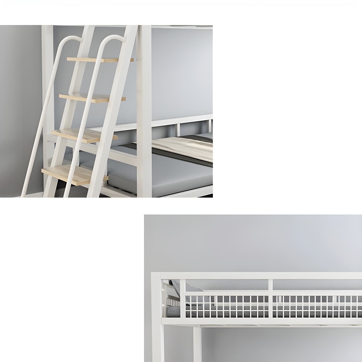 Contemporary Metal Bed 82.67" Tall Open-Frame Bed in Black/White - image 6