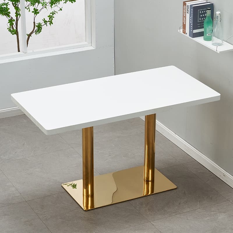 Art Deco Rectangular Dining Table with Lumber Top, Fixed Table Mechanism in Ink/White/Sepia - image 4