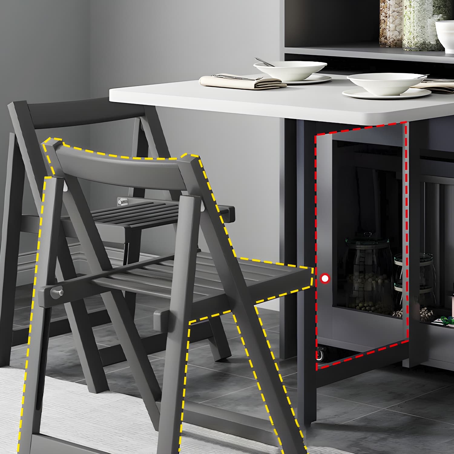 1/3/5 Piece Rectangle Shape Dining Room Furniture Set in Gray and Black - image 9