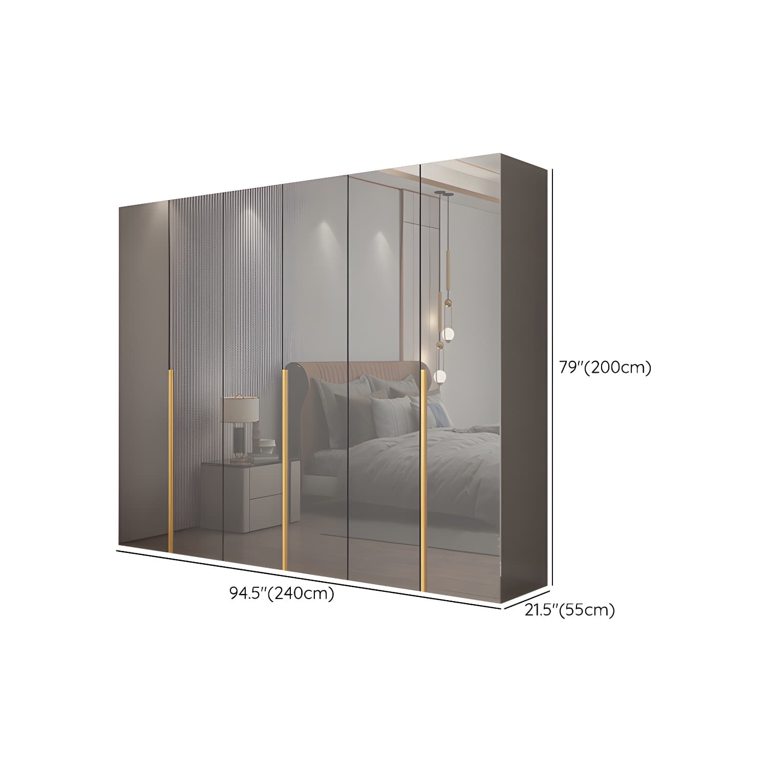 Engineered Wood Wardrobe Closet with Shelves Modern Wardrobe Cabinet for Home - image 14