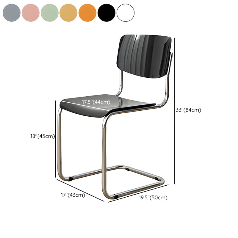 Scandinavian Open Back Side Chair with Silver Metal Legs in Plastic & Acrylic for Kitchen & Dining - image 17