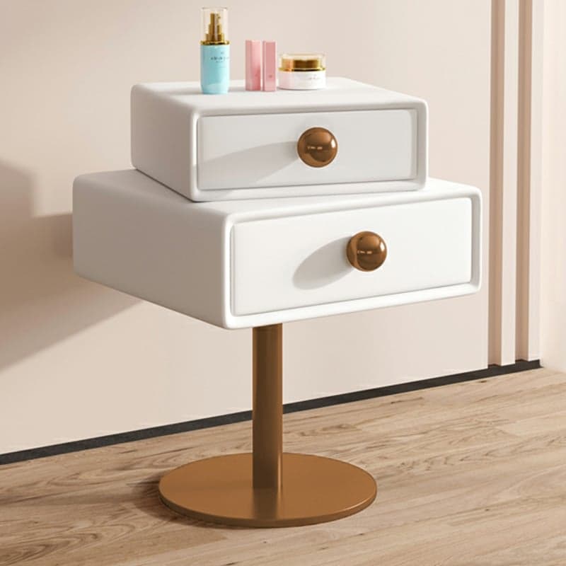Modern Faux Leather Drawer Storage Nightstand in Narrow for Bedroom - image 11