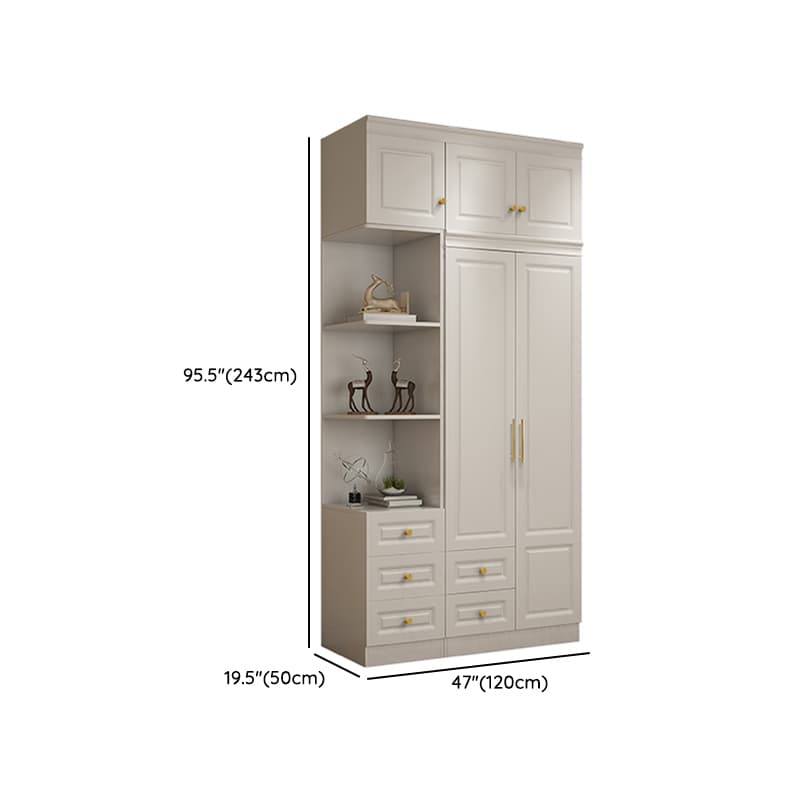 White Minimalist Lumber Wardrobe Closet with Soft Close Drawer, Soft Close Door, Interior Shelves, and Clothing Rod - image 24