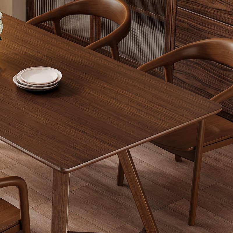 Wood Grain/Tan Simplistic Rectangular Lumber Fixed Dining Table for 6 People/for 4, Standard Table Height - image 9
