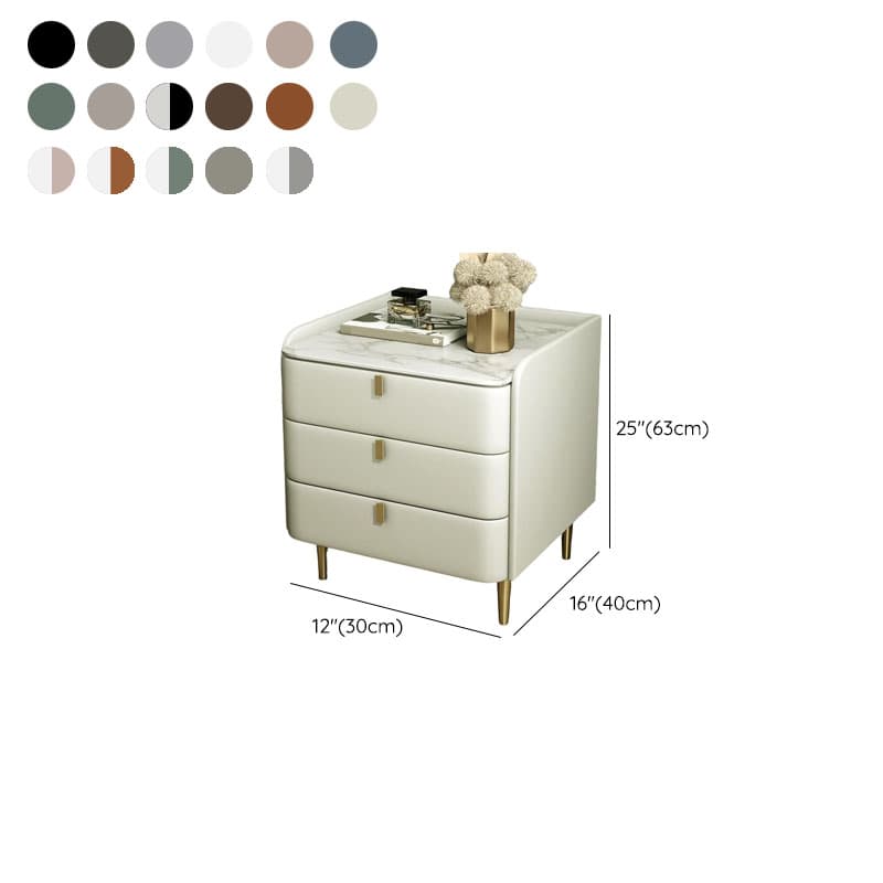 Art Deco 3 Tiers Drawer Storage Bedside Table with Stone Countertop - image 28