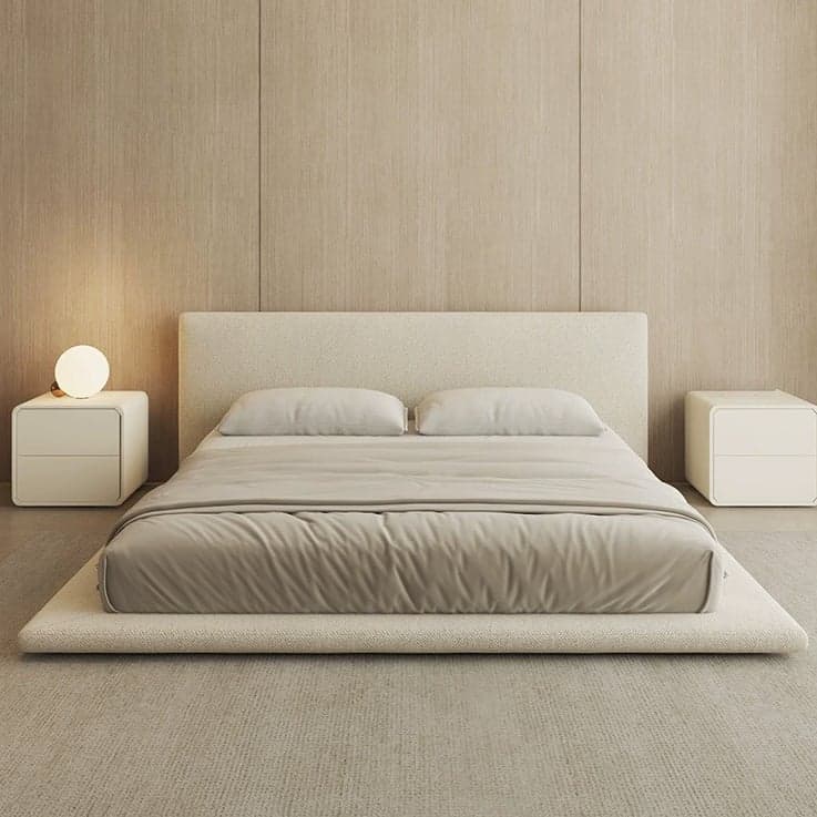 Modern White Upholstered Panel Bed with Included Headboard - Elegant Bedroom Centerpiece