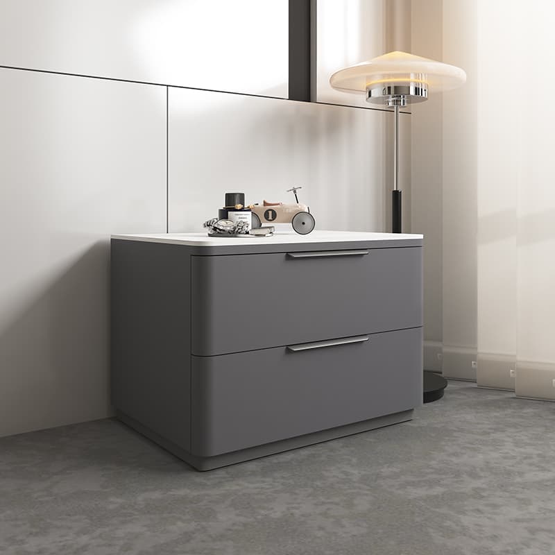 Modish 2 Tiers Stone Drawer Storage Bedside Table - image 5