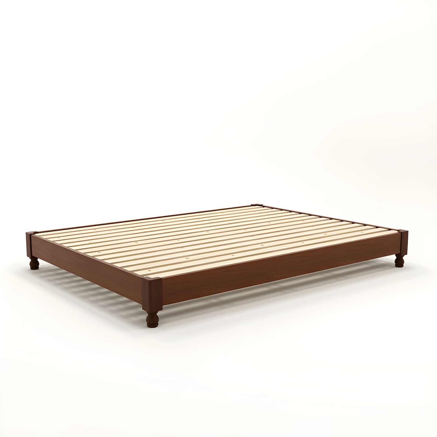 Solid Wood Standard Bed Contemporary Rubberwood Platform Bed with Legs