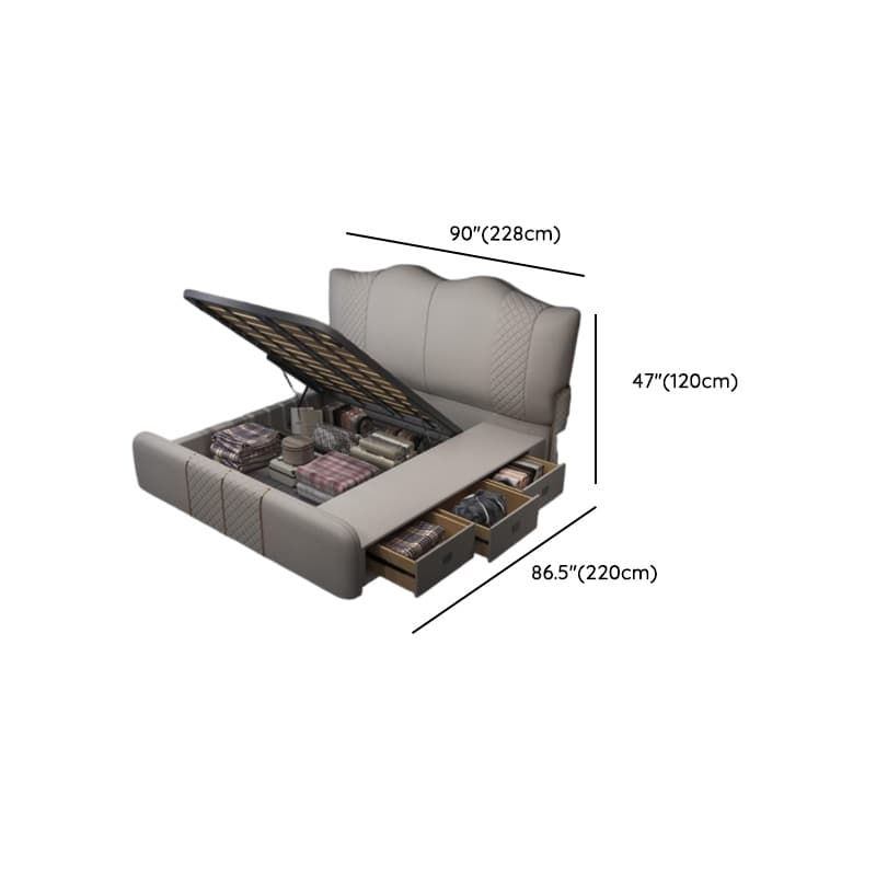 Dove Grey Solid Color Storage Bed with 3 Storage Boxes and Sponge Upholstery for Living Room - image 17