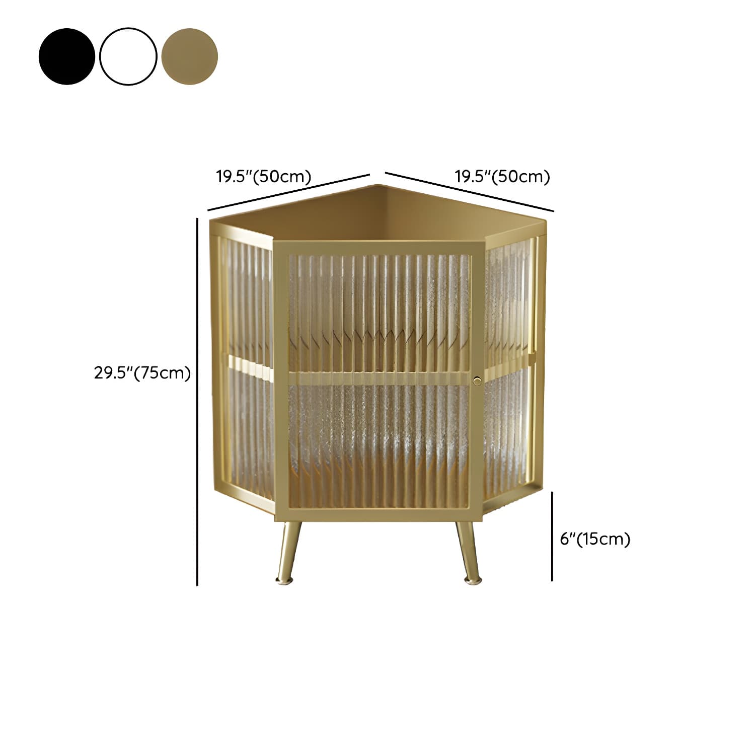 Gold Corner Accent Cabinet with Glass Doors and Metal Shelving - image 15