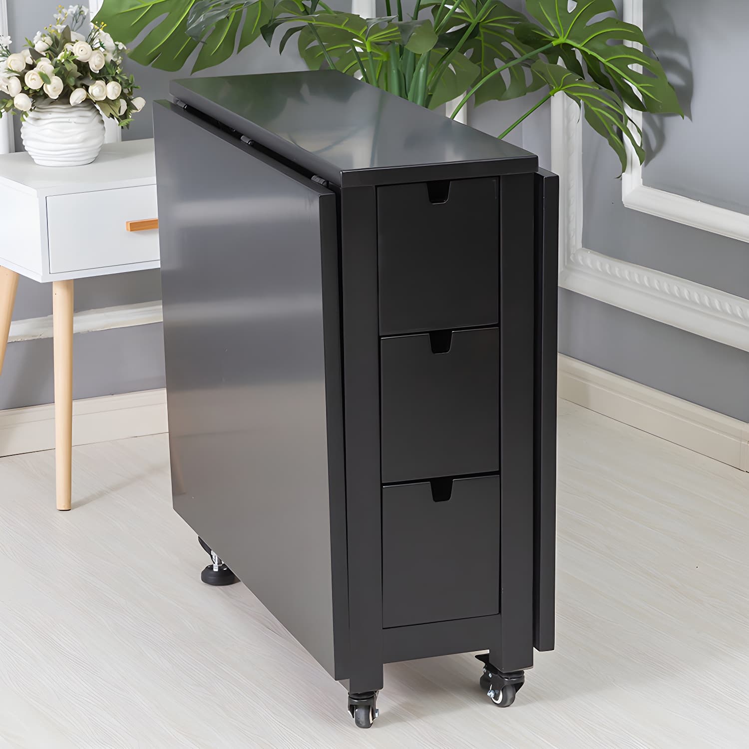 Modern Style Rectangle Solid Wood Drop-Leaf Dining Table, 59"L x 31.5"W x 29.5"H - image 5