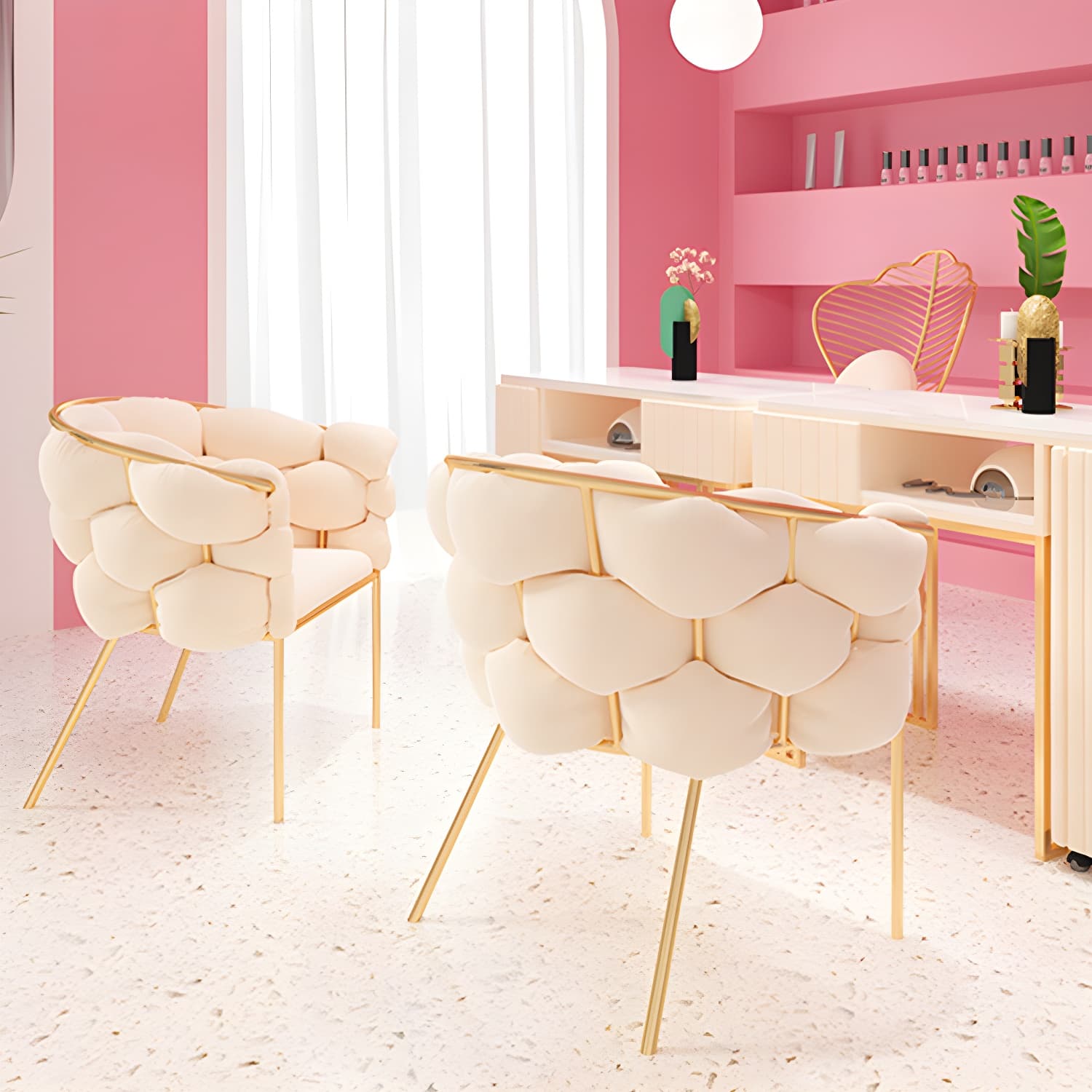 Glam Kitchen Gold Legs Chair Upholstered Dining Armless Chair - image 17