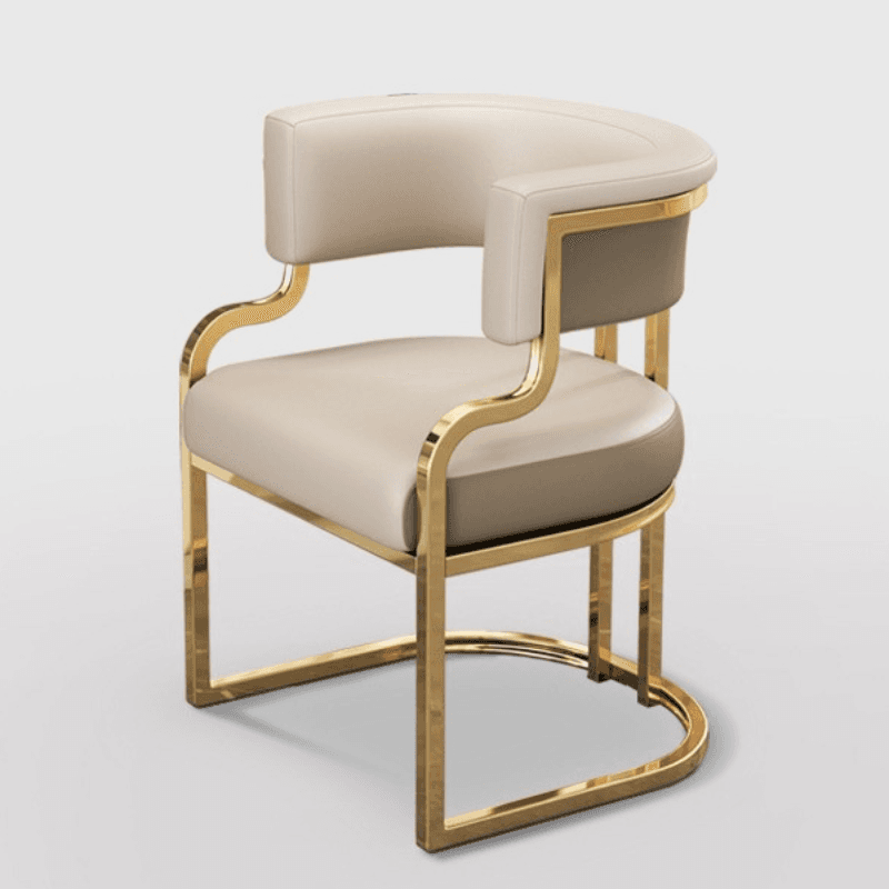 Minimalist Arm Chair with Cushioned Seat, Arms, Metallic Metal Legs, and Low Back - image 8