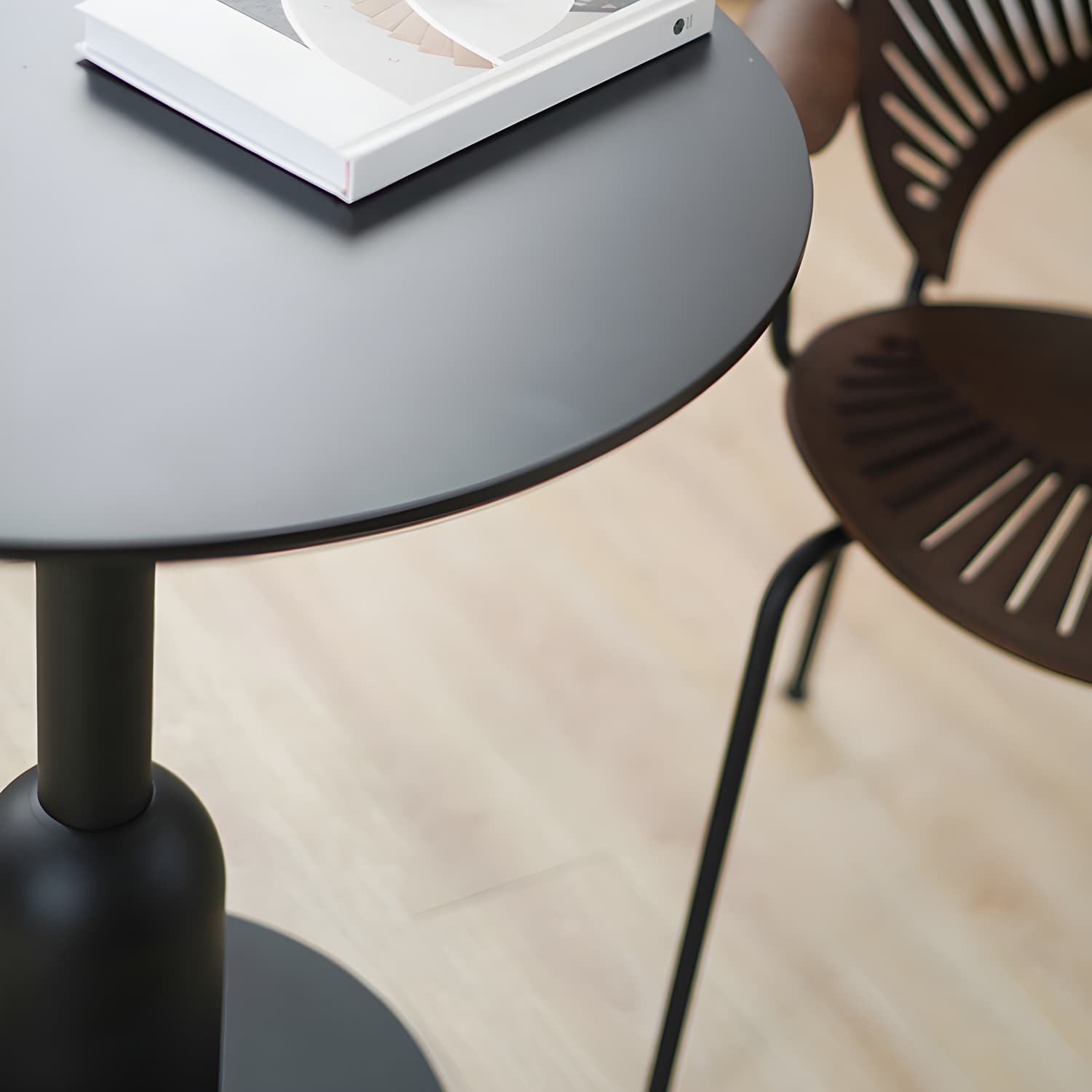 Industrial Style Dining Site Table MDF Dining Room Furniture with Pedestal Base - image 12
