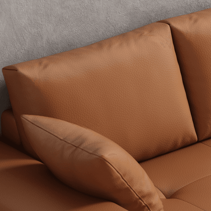 Modern Solid Color Scratch-defiant Standard Sofa in Pu with Dark Grey/Ivory/Coffee Upholstery, 4-seater/3-seater, and 2 Pillows - image 9
