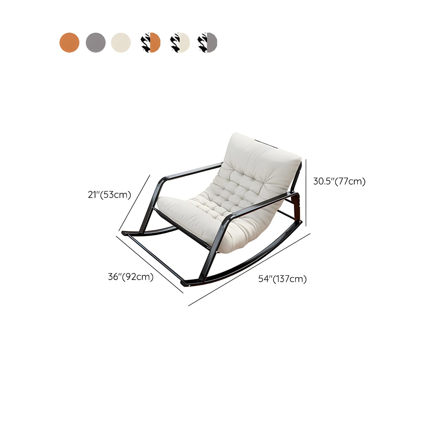 Modern Indoor Rocking Chair with Track Arms, Spindle Back and Metal Legs - image 18