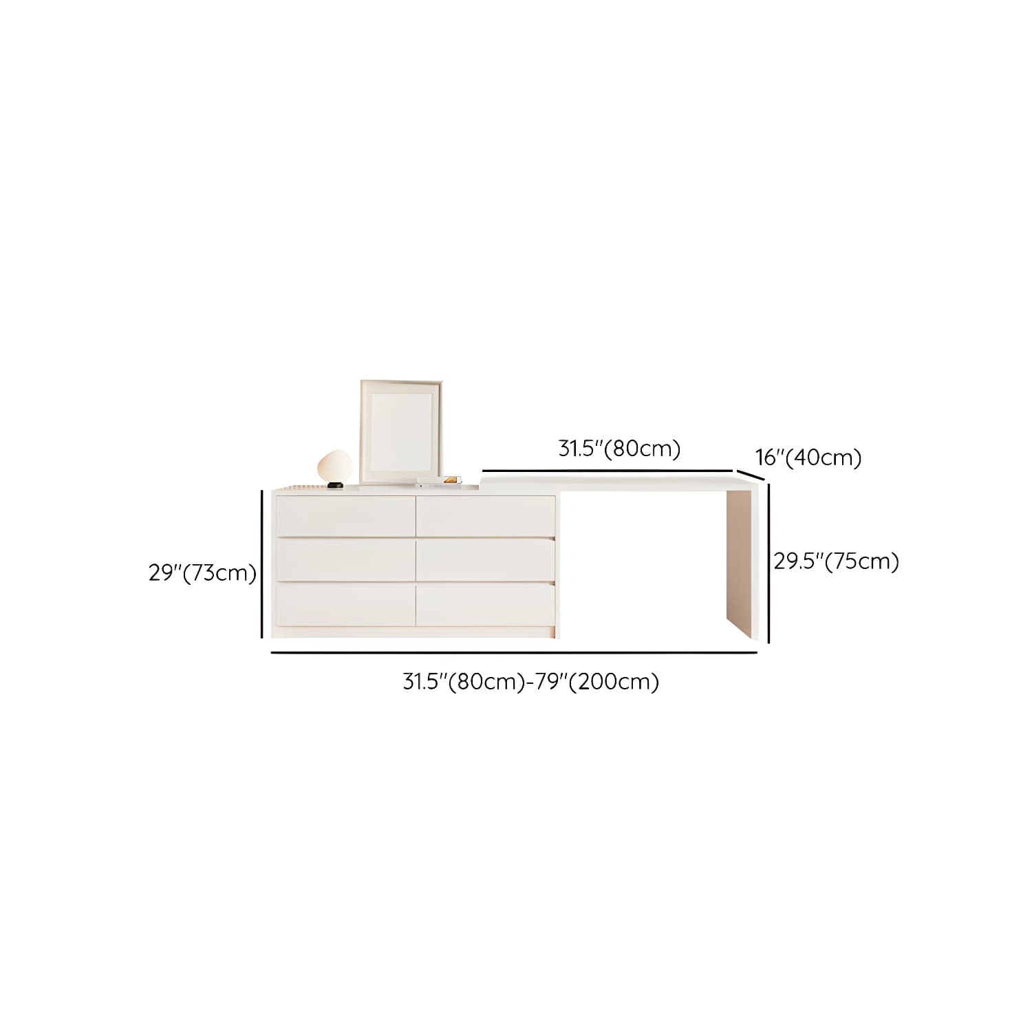 Contemporary White Wood Rectangle Top Make-up Vanity with Lighted Mirror - image 15