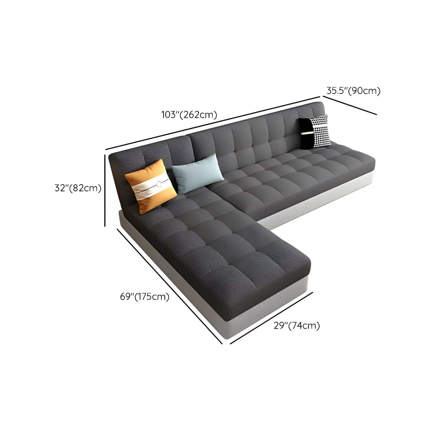 Modern Gray Linen Sleeper Sectional in Wood Frame without Nail Head Trim - image 18