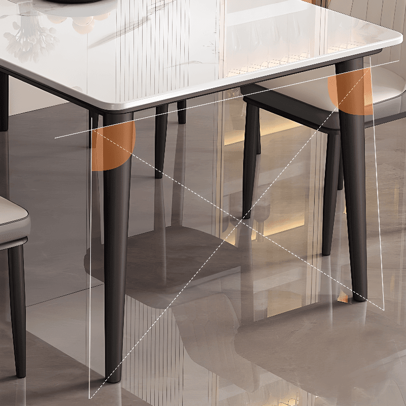 Trendy Rectangular Dining Table with Slate Stone Top, Standard Height, Fixed Table in White, Scratch-shielded - image 5