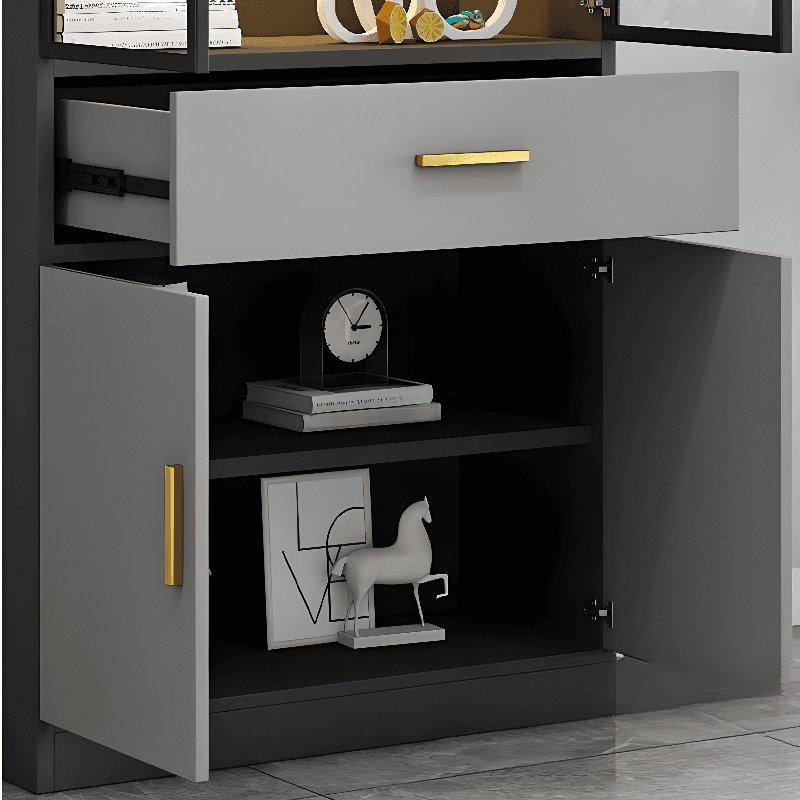Moisture-proof Scratch-shielded Accent Cabinet with 4 Exterior Shelves, Black Top, Soft Close Drawer, Stain Resistant, and Lighting - image 4