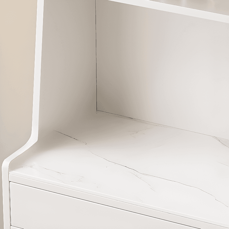 Simple Narrow Microwave Shelf Cabinet with 2 Drawers, Sintered Stone Countertop, Glazed Door, and Adjustable Shelving - image 10