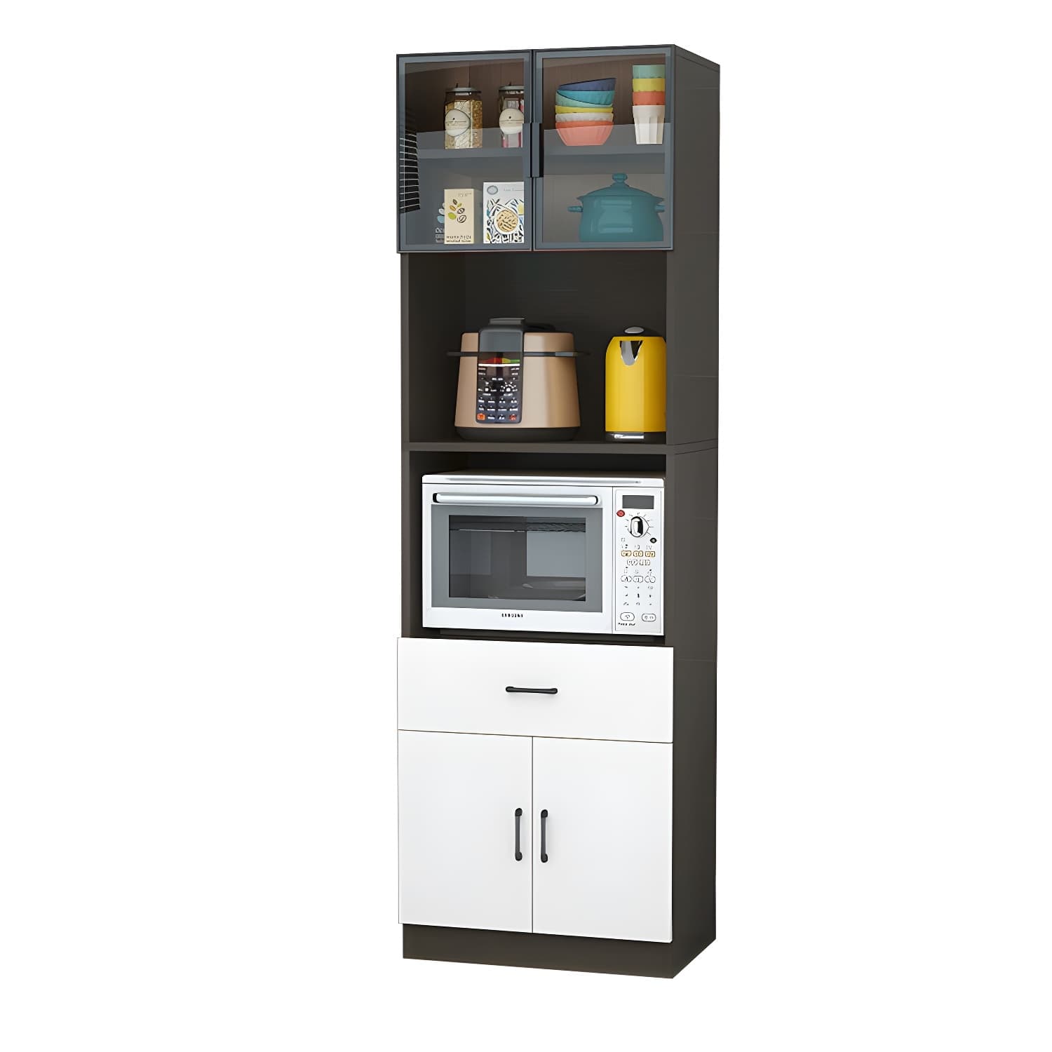 Wood Glam Server with Cabinets and Drawers - Narrow Size - Stylish and Functional - image 6