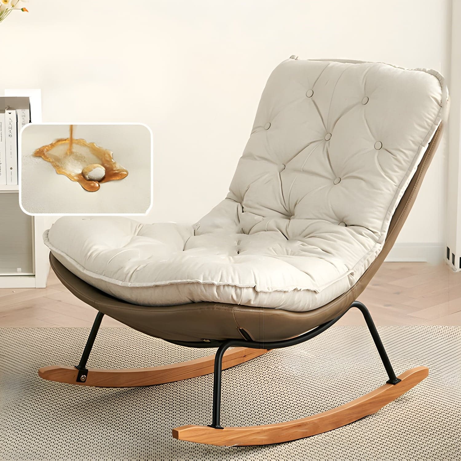 41" Wide Upholstered Button-Tufted Rocking Accent Chair with Legs - image 3