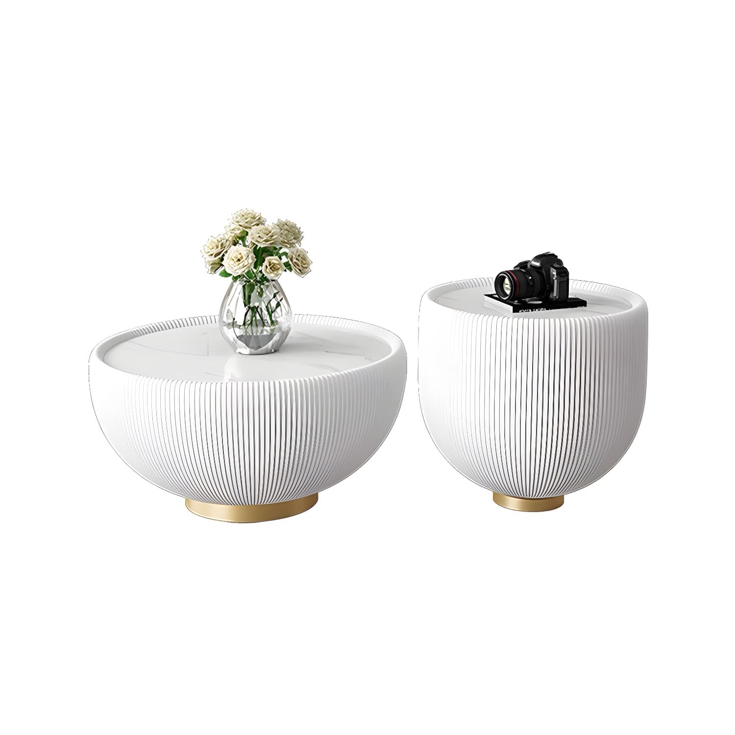 Square Block Base Cocktail Table Rock Plate Desktop Round Coffee Table with Metal Base - image 15