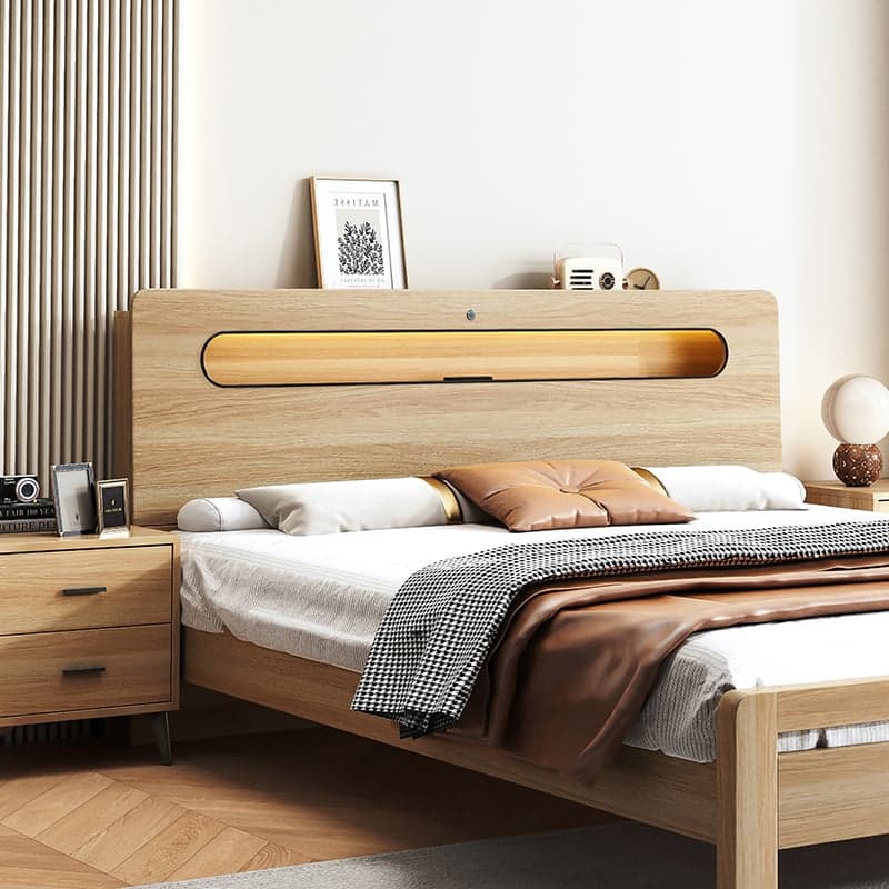 Simplistic Panel Headboard with No Distressing, Shelves, and Illumination Light for Queen/Full/Twin XL Bed in Rectangular Shape, Standard Height - image 4
