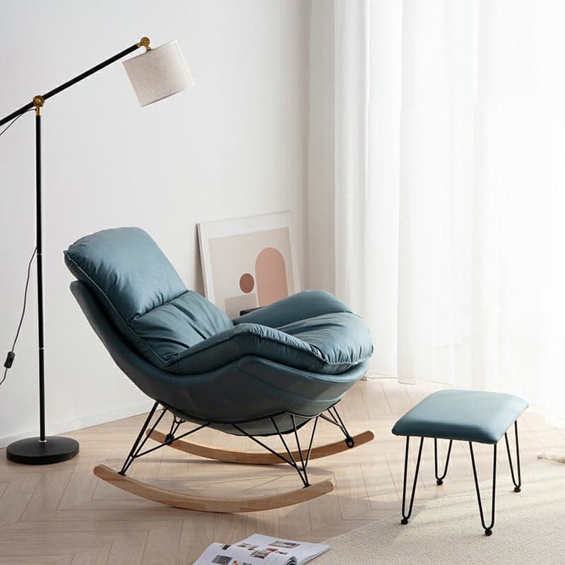 Modern Upholstered Rocking Chair Set with Slipcover and Ottoman - image 4