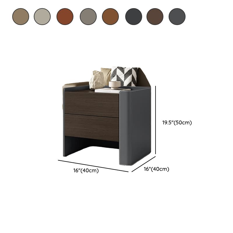 Simplistic Drawer Storage Nightstand with 2 Drawers, Wood Countertop, and Leg - image 16