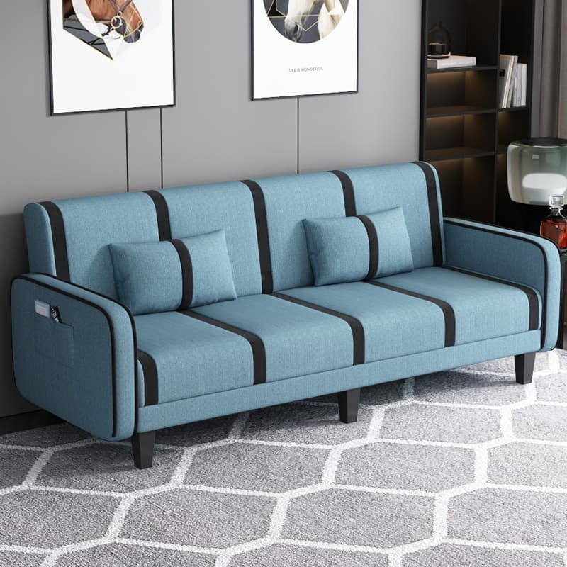 Trendy Solid Color Stain Resistant Standard Sofa/Loveseat in Dark Gray/Cerulean/Light Brown with Arm, Seats 3/2 People, and 2 Pillows - image 5