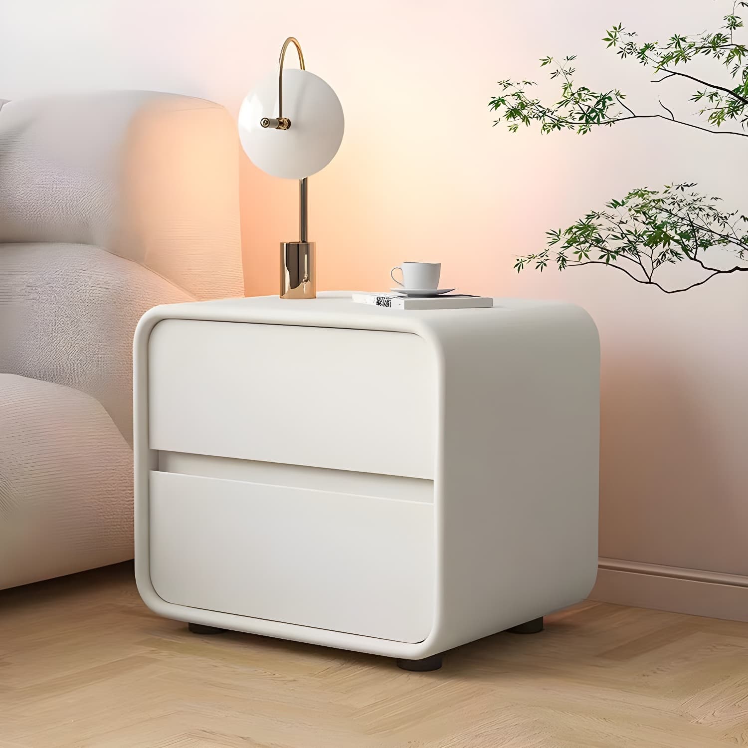 Contemporary Accent Table Nightstand Drawer Storage with 2 Drawers - image 8