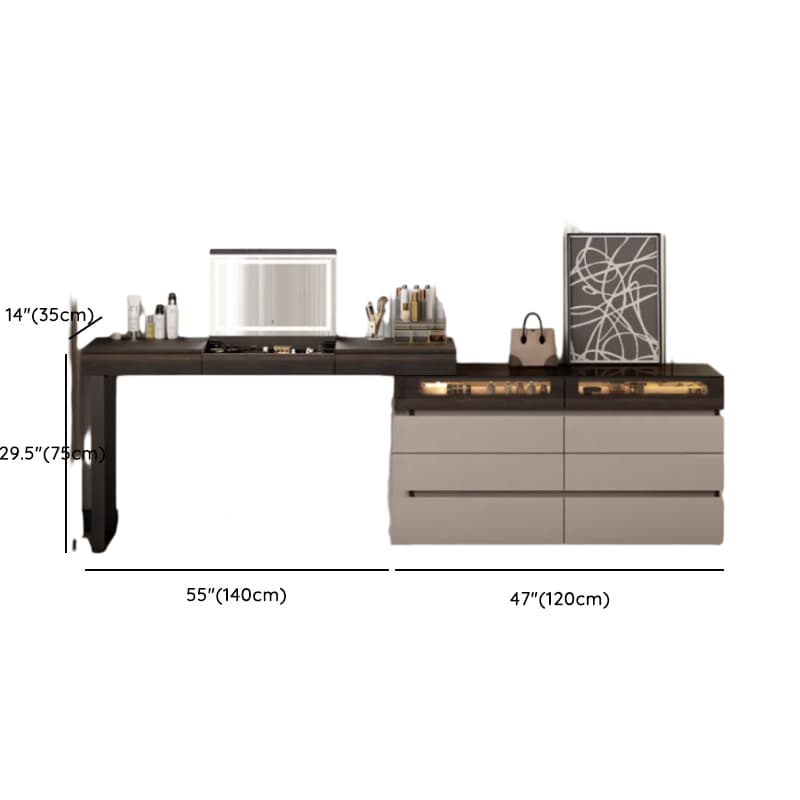 Space-saving Vanity Set with 7/11 Drawers, Lighting, Dividers, 2-in-1 Design, and Adjustable Touch Brightness - image 15