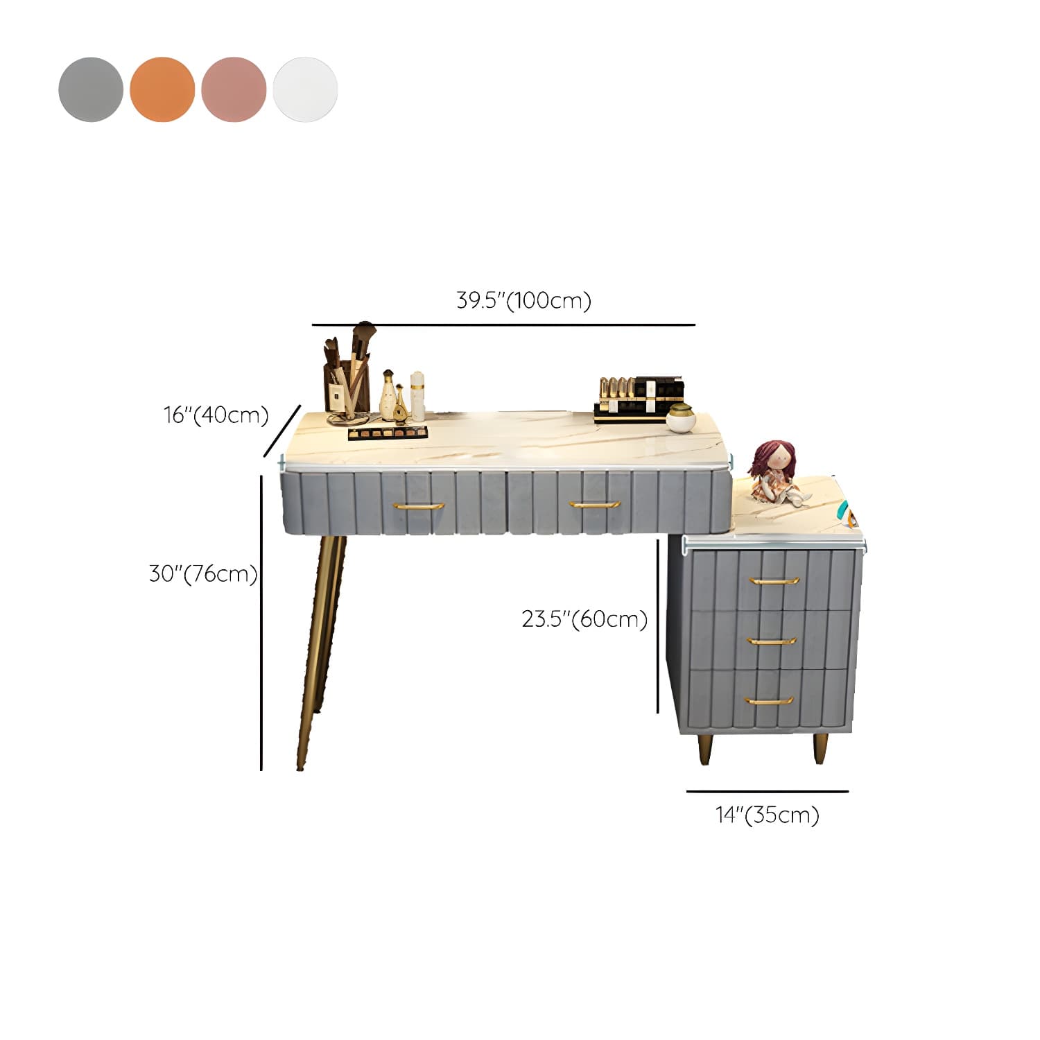 Wooden Makeup Vanity Storage Box Vanity Dressing Table for Bedroom - image 17
