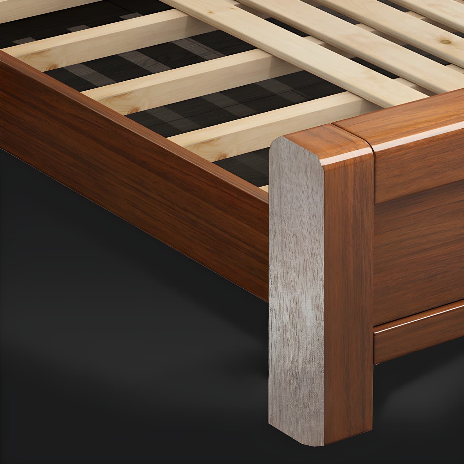 Traditional Style Bed Frame Walnut Standard Bed with Headboard - image 6