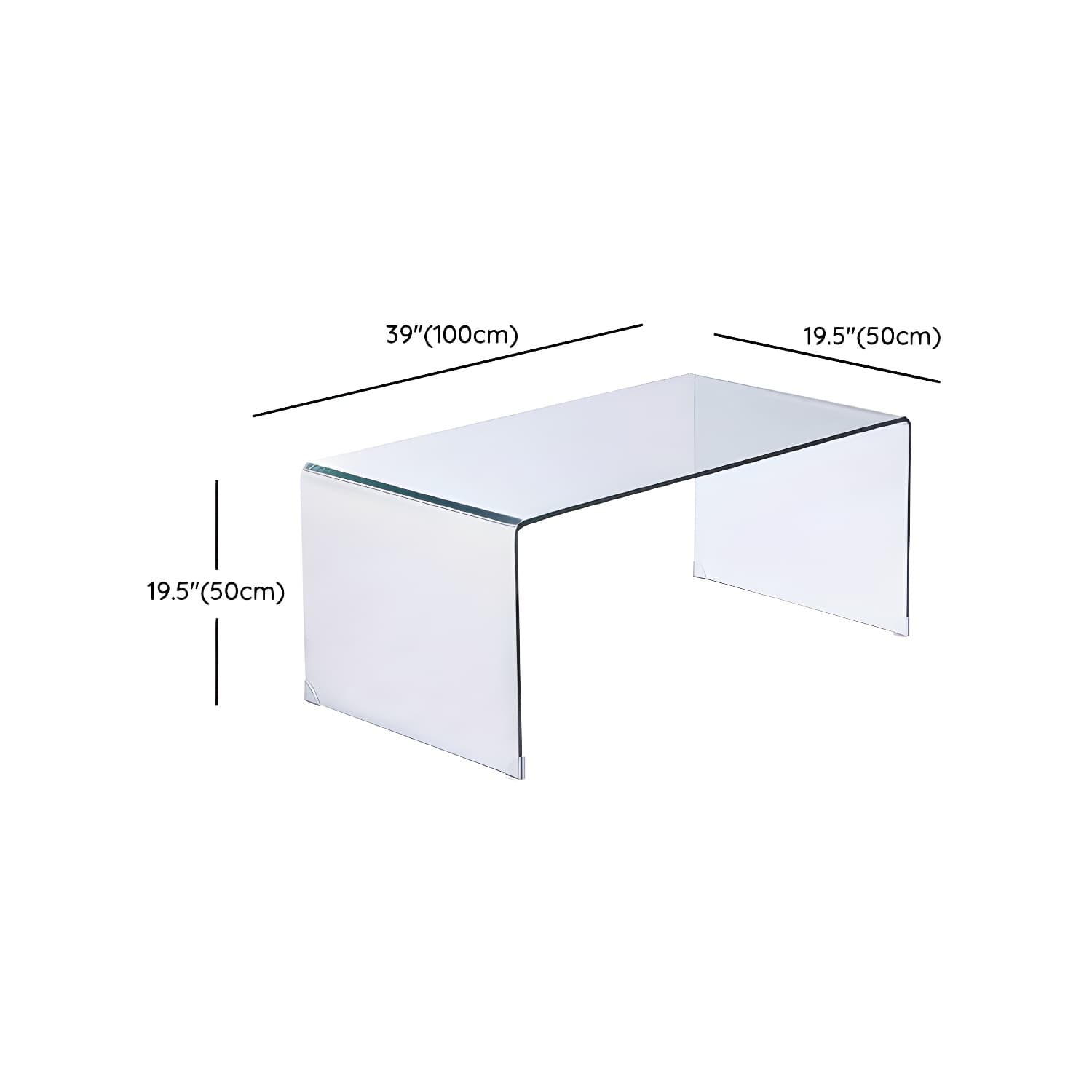 Modern Glass Coffee Table with Transparent Rectangular Top & Sleek Sled Base - image 14