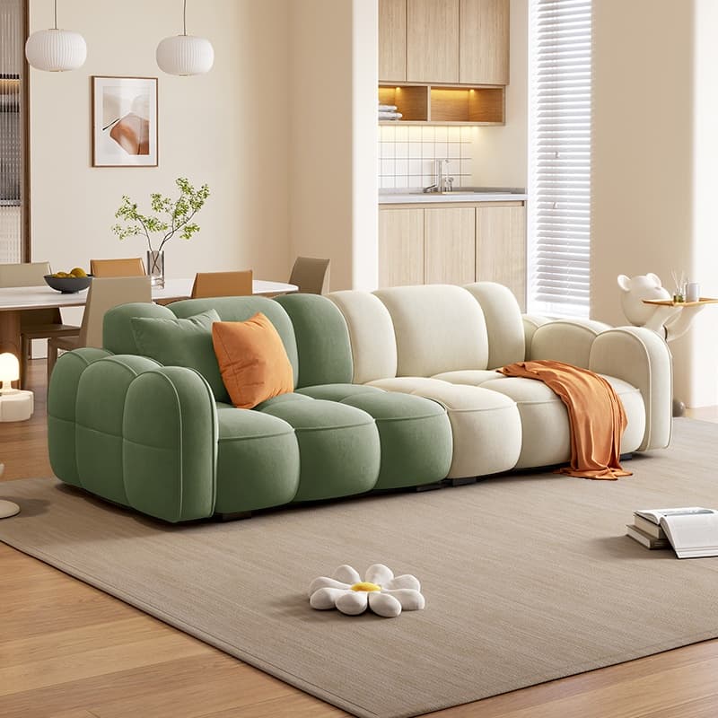 Standard Sofa in Rose/Off-White/Amber Color Flannel with Armrest