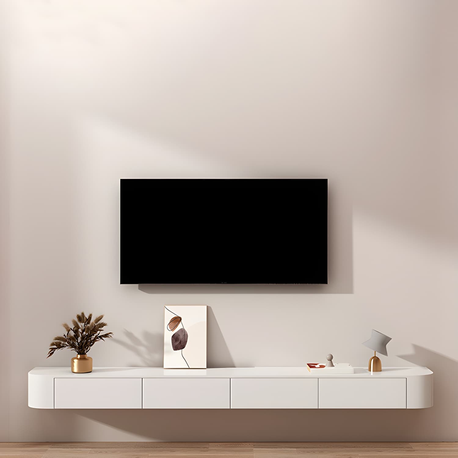 Contemporary Wall Mount TV Console with Wooden Drawer for Living Room - image 3