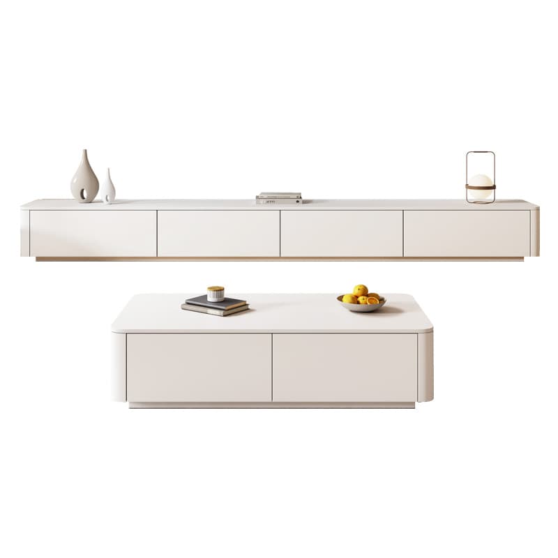 Ivory Rectangular Wall-supported TV Stand with 6 Drawers/5 Drawers - image 5