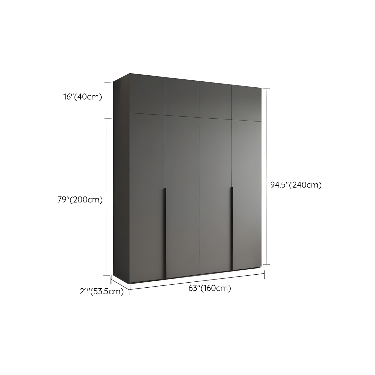 Modern Grey Wood Wardrobe Armoire with Drawers & Shelves for Ample Storage - image 20