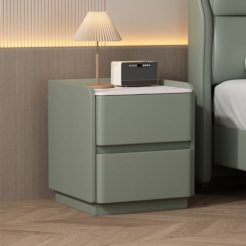 Modern Simple Style Bedside Cabinet Nightstand with 2 Drawers and Stone Countertop - image 4