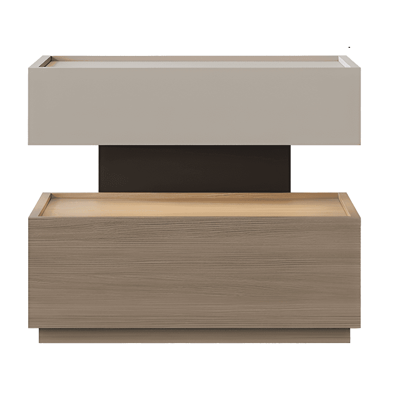 Organic Modern Nightstand With Drawer Organization Featuring 2 Shelves, Real Wood Countertop, and Illuminating Lighting - image 5