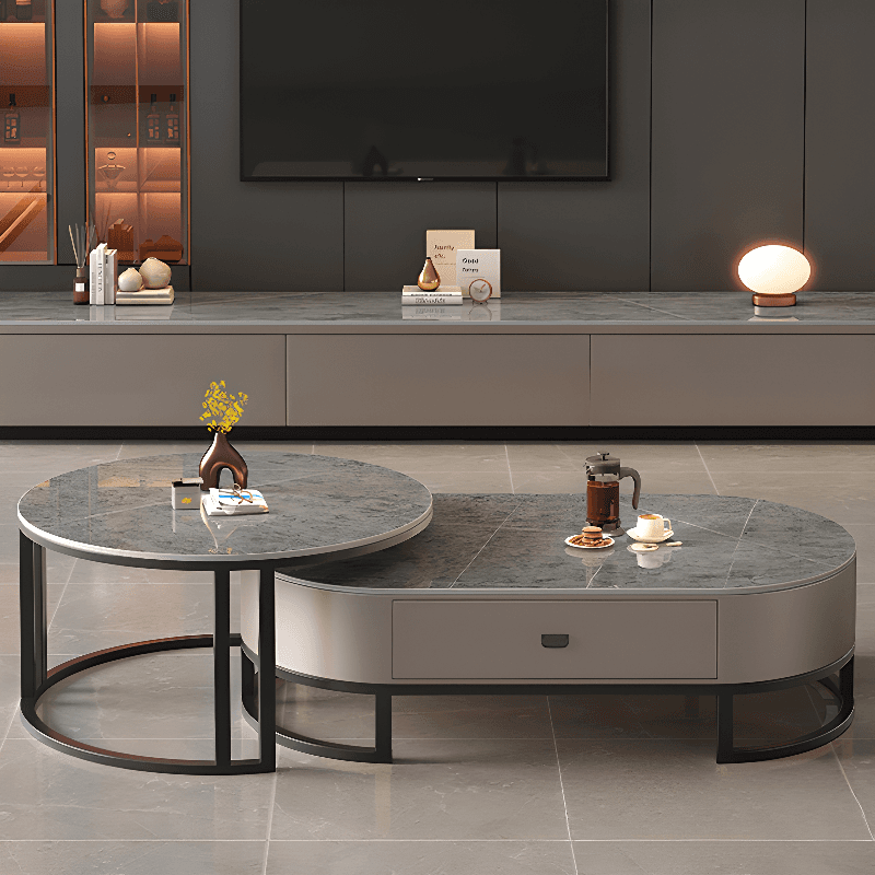 Casual Sintered Stone Cabinet Storage TV Stand for Sitting Room, 4-Drawer/3-Drawer - image 14