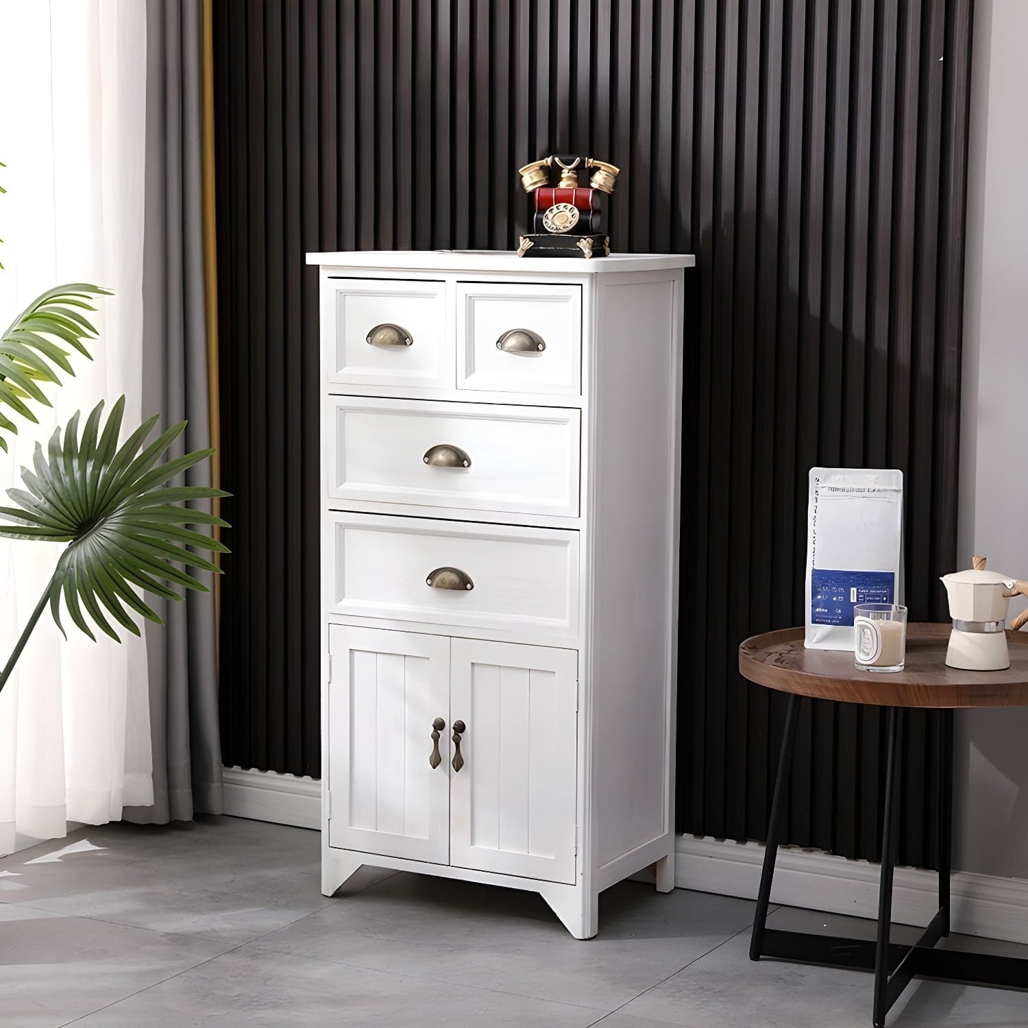 Rectangle Mid Century Modern Solid Wood Accent Cabinet with 1 Cabinet and Drawers - image 5
