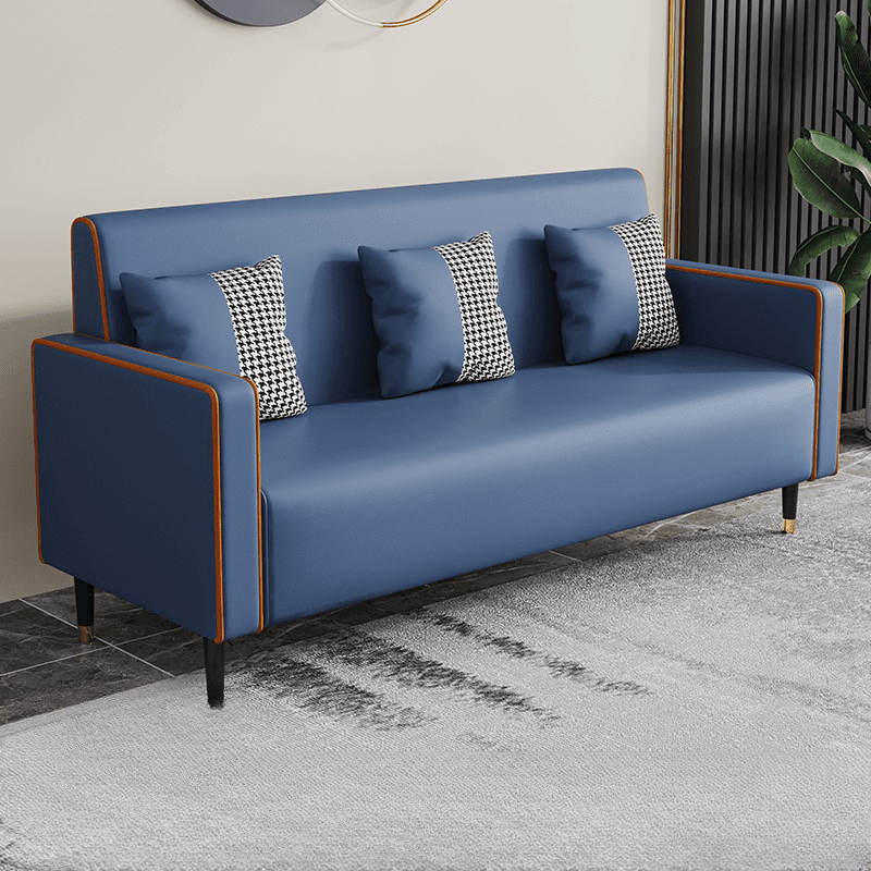 Casual Solid Color Water Resistant Sofa Couch in Grey/Cream/Citrus Color for 3 Person with Square Arm and 3 Pillows - image 19