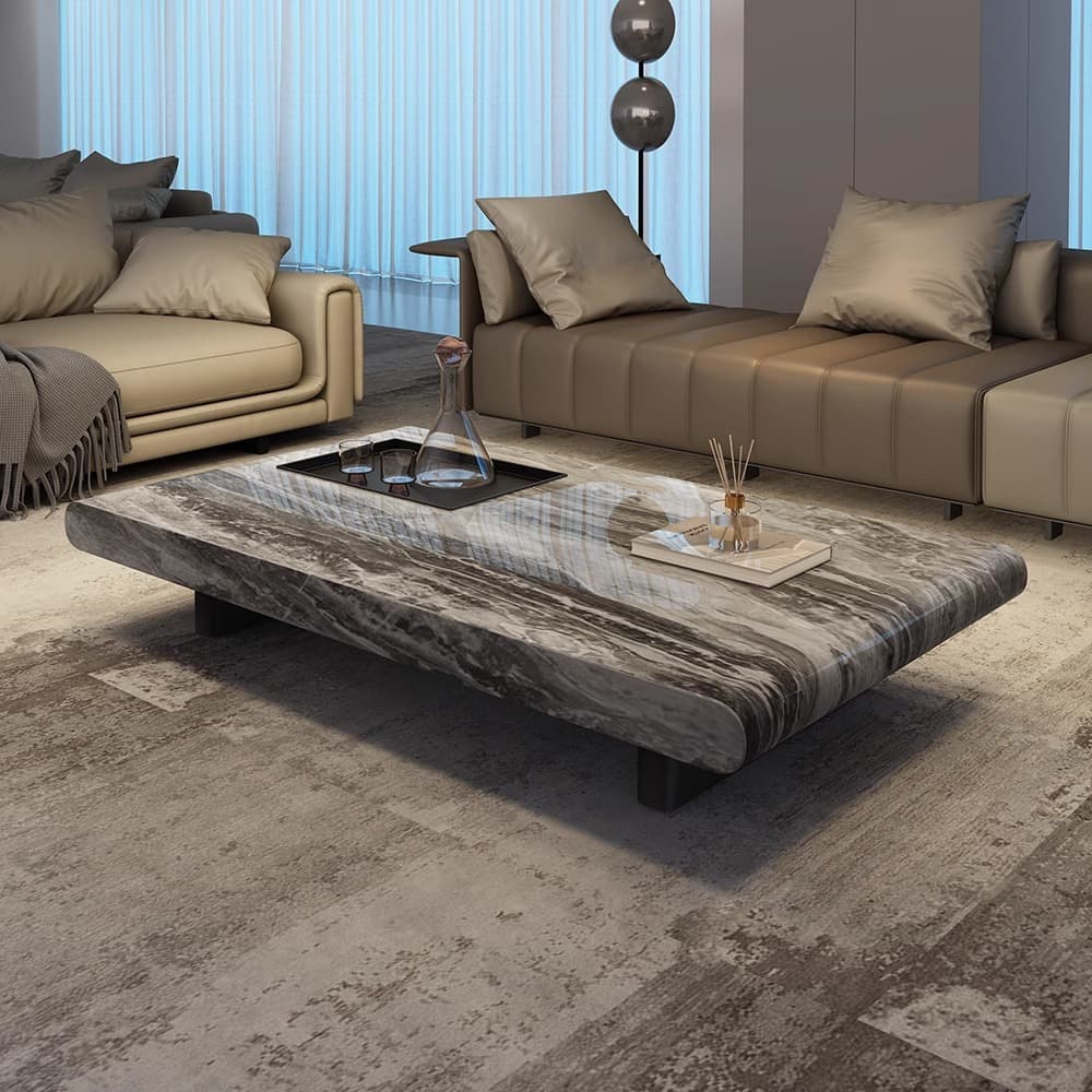 Elegant Marble Stone Twin Support Coffee Table with Rectangular Shape - image 3