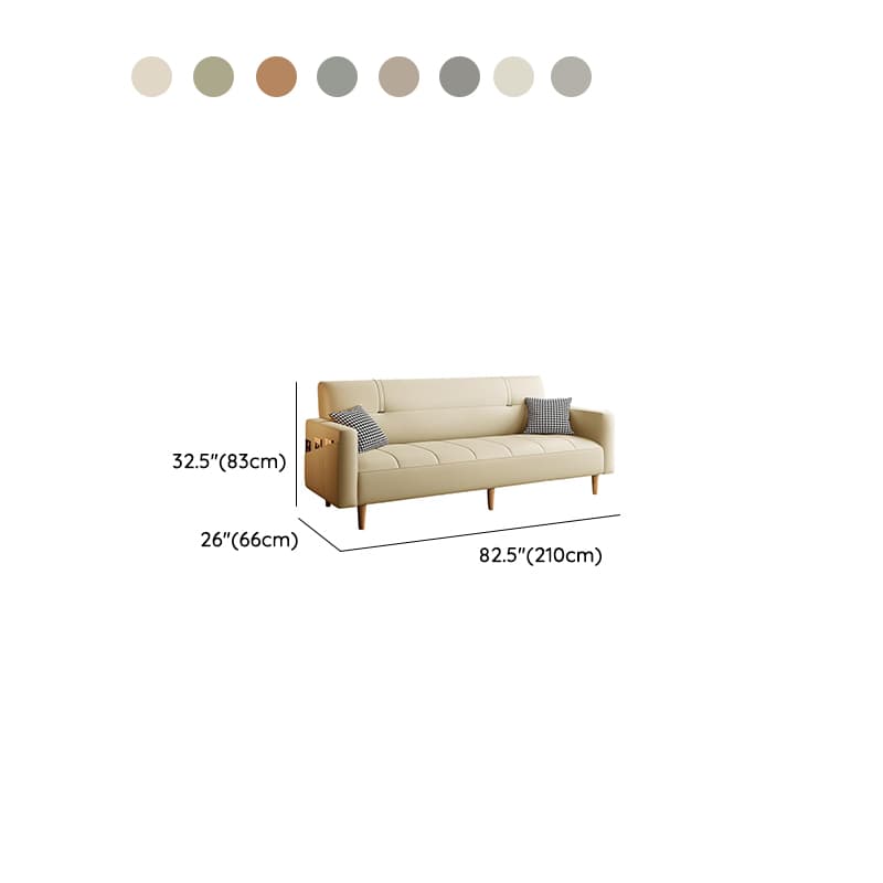 Trendy Solid Color Scratch-immune Convertible Sofa in Grey/Beige/Ecru with Arm, 4-seater/2 People/Seats 3, and 2 Pillows - image 19